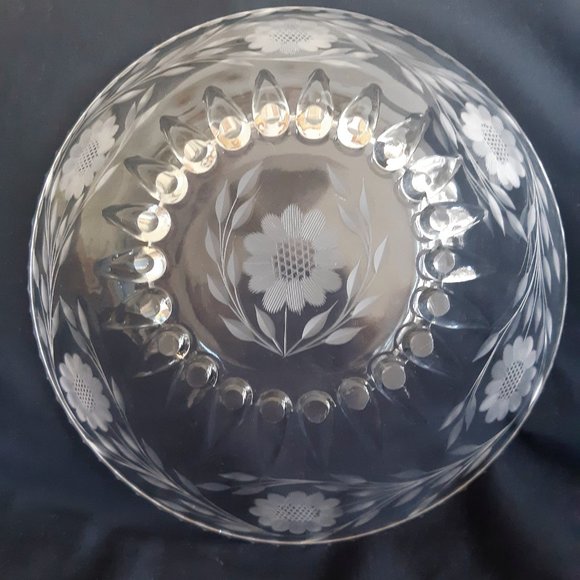 VTG W.J. Hughes Cornflower Bowl 9.5" New Martinsville 'Radiance' Pattern 9.5" - Picture 2 of 9